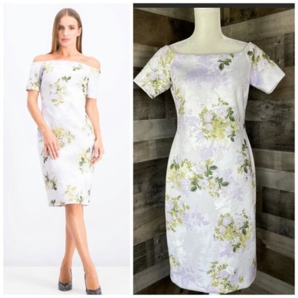 Calvin Klein Off the Shoulder Scuba dress Purple Size 12 P - Picture 6 of 10